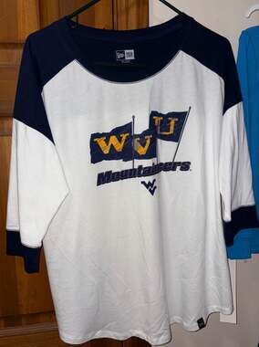 New Era West Virginia Mountaineers Women's XL Raglan 3/4 Sleeve Jersey T-Shirt